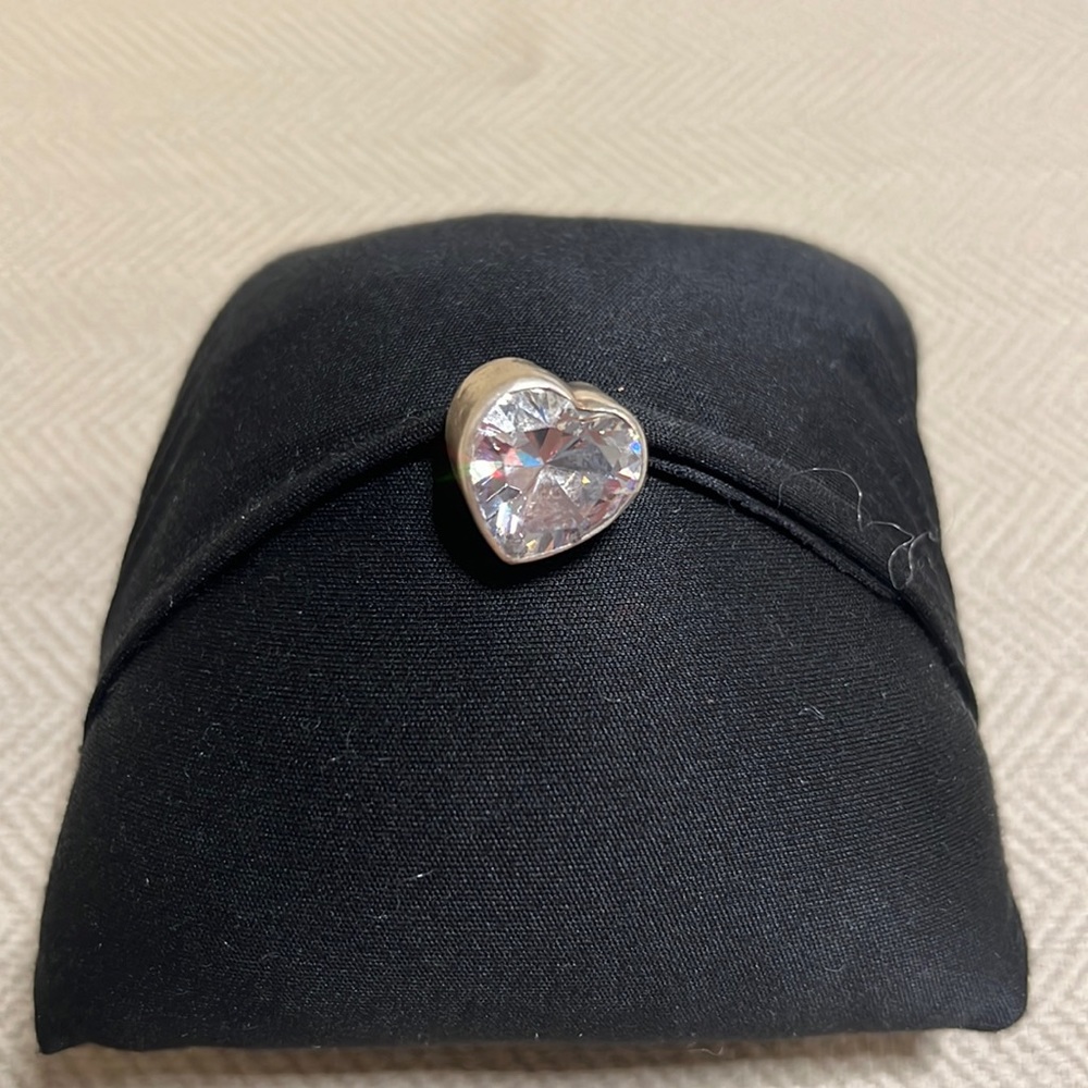 Original Harlene Korey Crystal Heart Earring Sterling (single not a pair)